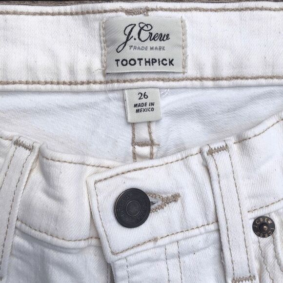 J Crew Denim Toothpick Size 26 Cream Ivory Skinny Womens Jeans - Picture 6 of 8